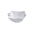 Oven to Table Large Bowl with Handles - White with Silver Trim