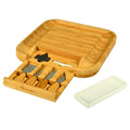 Cheese Bamboo Board and Knife Set with Ceramic Dish