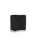 Contour Pinched Black Ribbed Glass Vase
