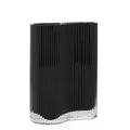 Contour Pinched Black Ribbed Glass Vase