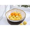 Oven to Table Round Oversized Serving Bowl - White with Gold Bead Trim