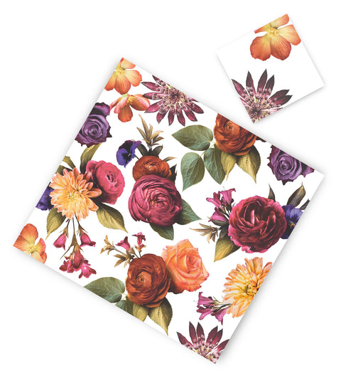 Colorful Flowers Paper Placemats & Coasters - Set of 12
