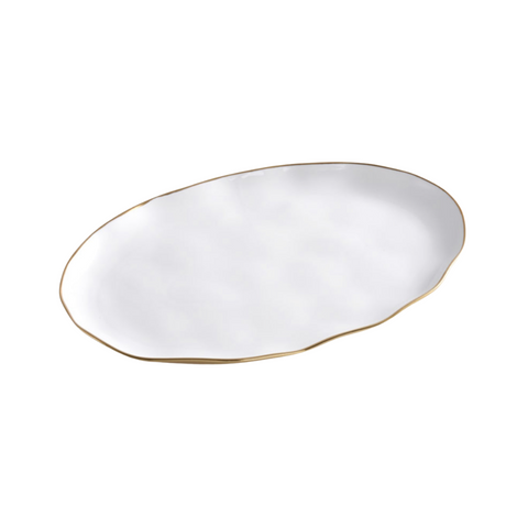 Moonlight Oven to Table Oval Tray - White with Gold