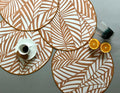 Round Vinyl Placemats Orange Leaf Set of 6