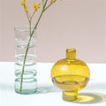 Glass Round Vase - Amber Yellow