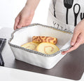 Oven to Table Square Baking Dish - White with Silver Bead Trim