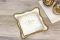 Oven to Table Cocktail Napkin Holder - White with Gold Beads