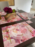 Pink Hearts Paper Placemats & Coasters -  Set of 12