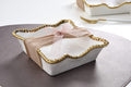 Oven to Table Cocktail Napkin Holder - White with Gold Beads