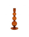 Triple Bubble Tall Glass Candle Stick Holder - Clear Apricot Orange