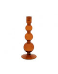 Triple Bubble Tall Glass Candle Stick Holder - Clear Apricot Orange