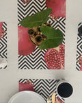 Pomegranate with B/W Stripes Paper Placemats & Coasters - Set of 12