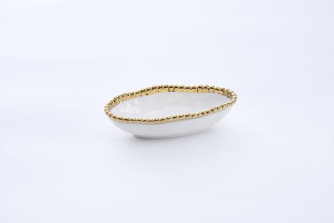 Oven to Table Long Condiment Bowl - Gold Beads
