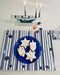 Hanukkah Blue and silver stripe Paper Placemats set of 12 with coasters