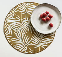 Round Vinyl Palm Leaf Placemats Set of 6