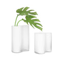 Contour Pinched White Ribbed Glass Vase